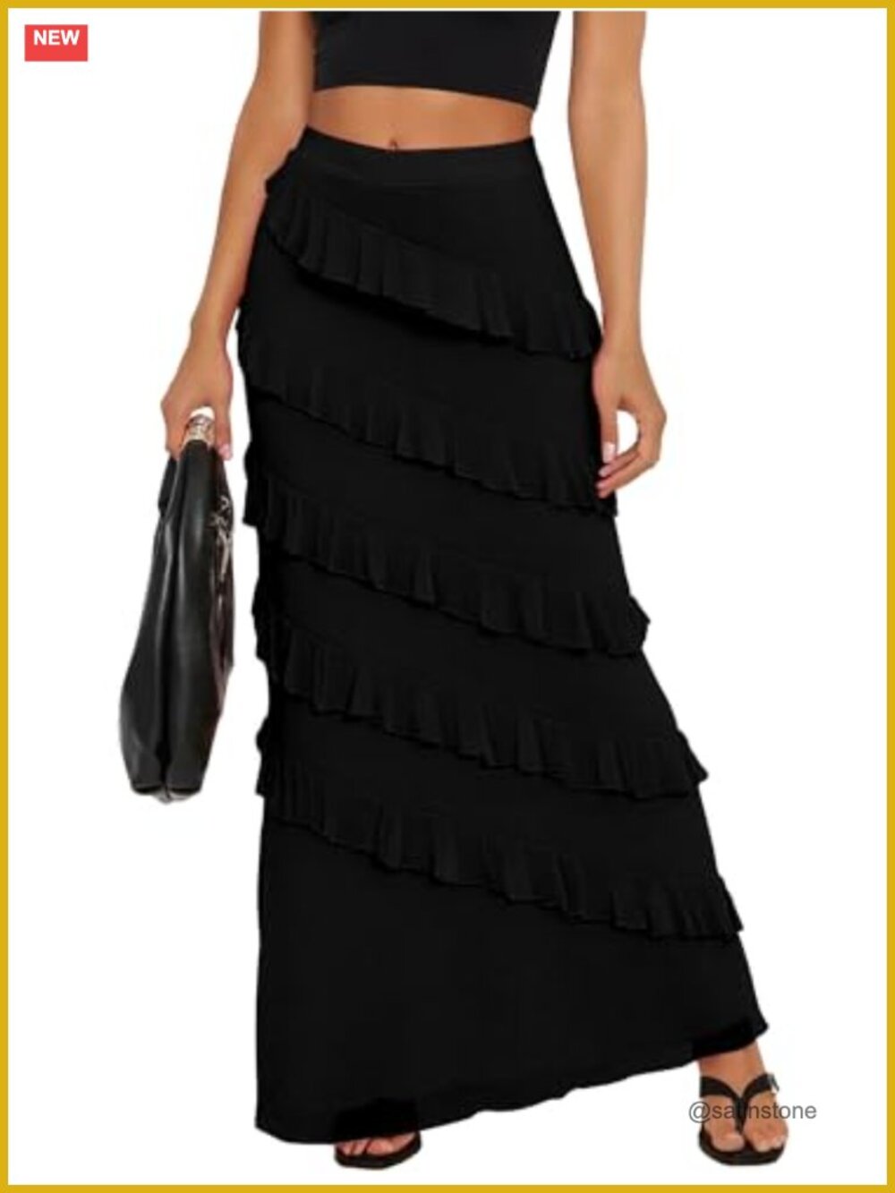 Sexy Ruffle Mesh Bodycon Maxi Skirt for Party